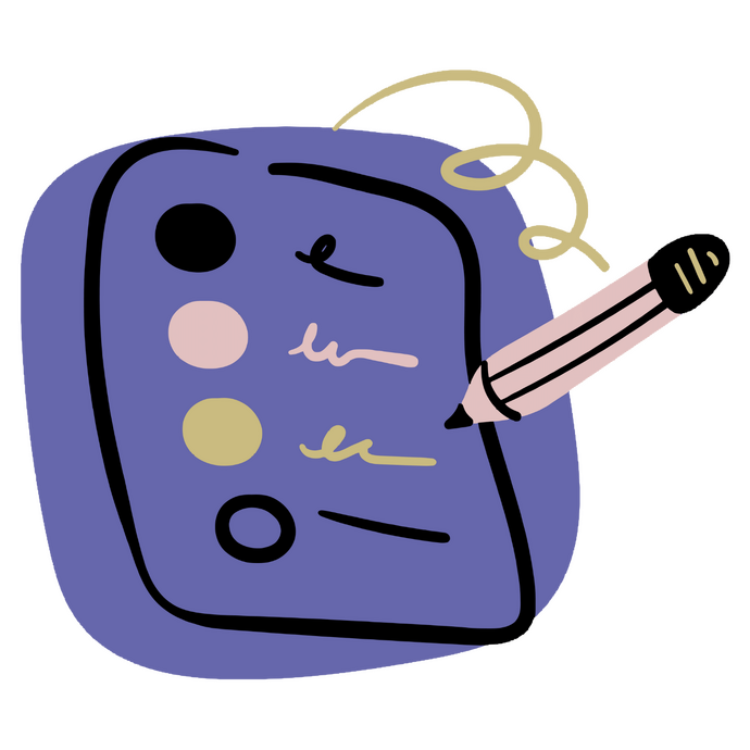 Marina Costa A cartoon illustration of a spiral-bound notepad with a pencil checking off items on a list.